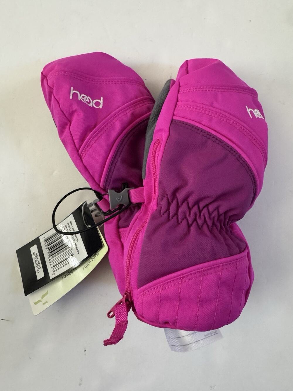 NWT HEAD Jr. Ski Mittens Insulated Pink Child Small Ages 4 to 6 Zip #7409